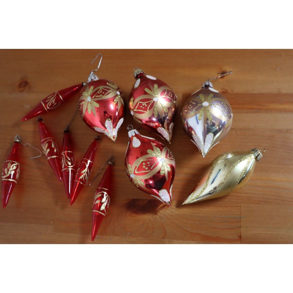 Vintage Glass Christmas Ornaments – Set of 11